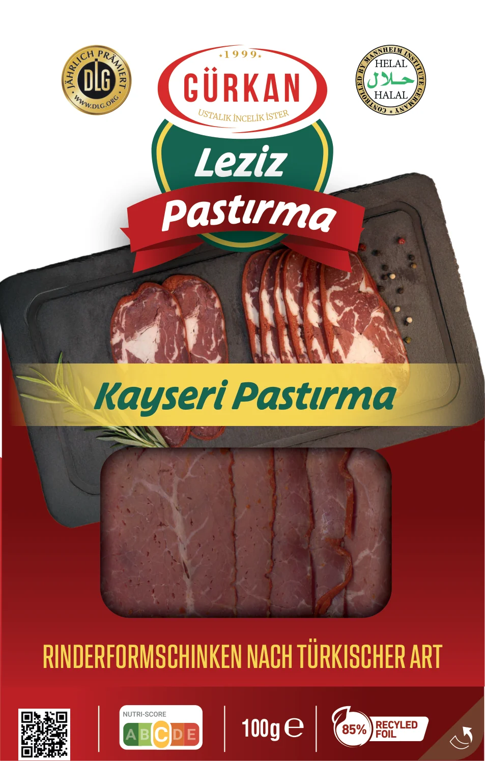 Kayseri Pastırma yazılı, tepsili ambalaj yönü