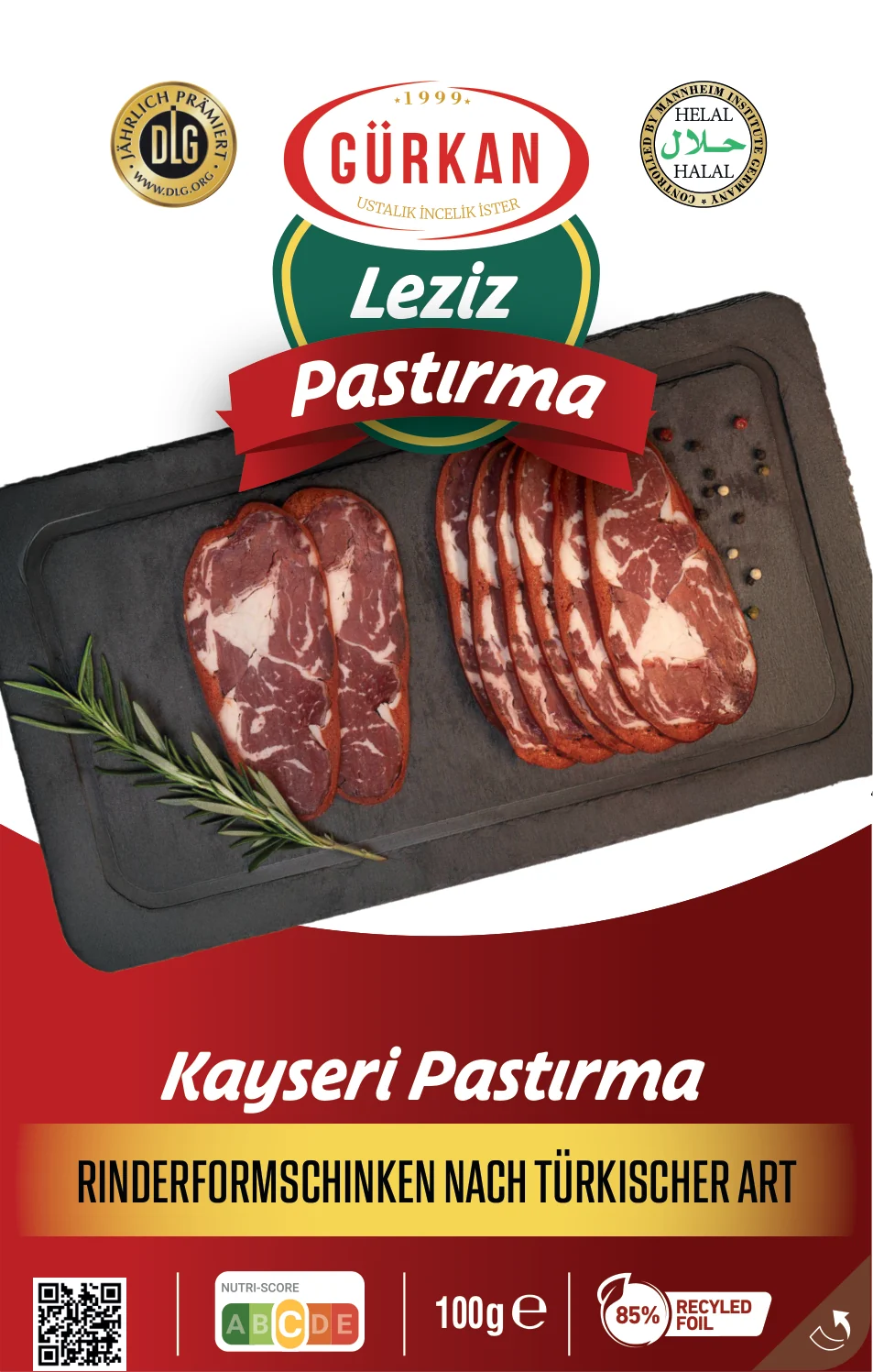 Kayseri Pastırma yazılı, tepsili ambalaj yönü